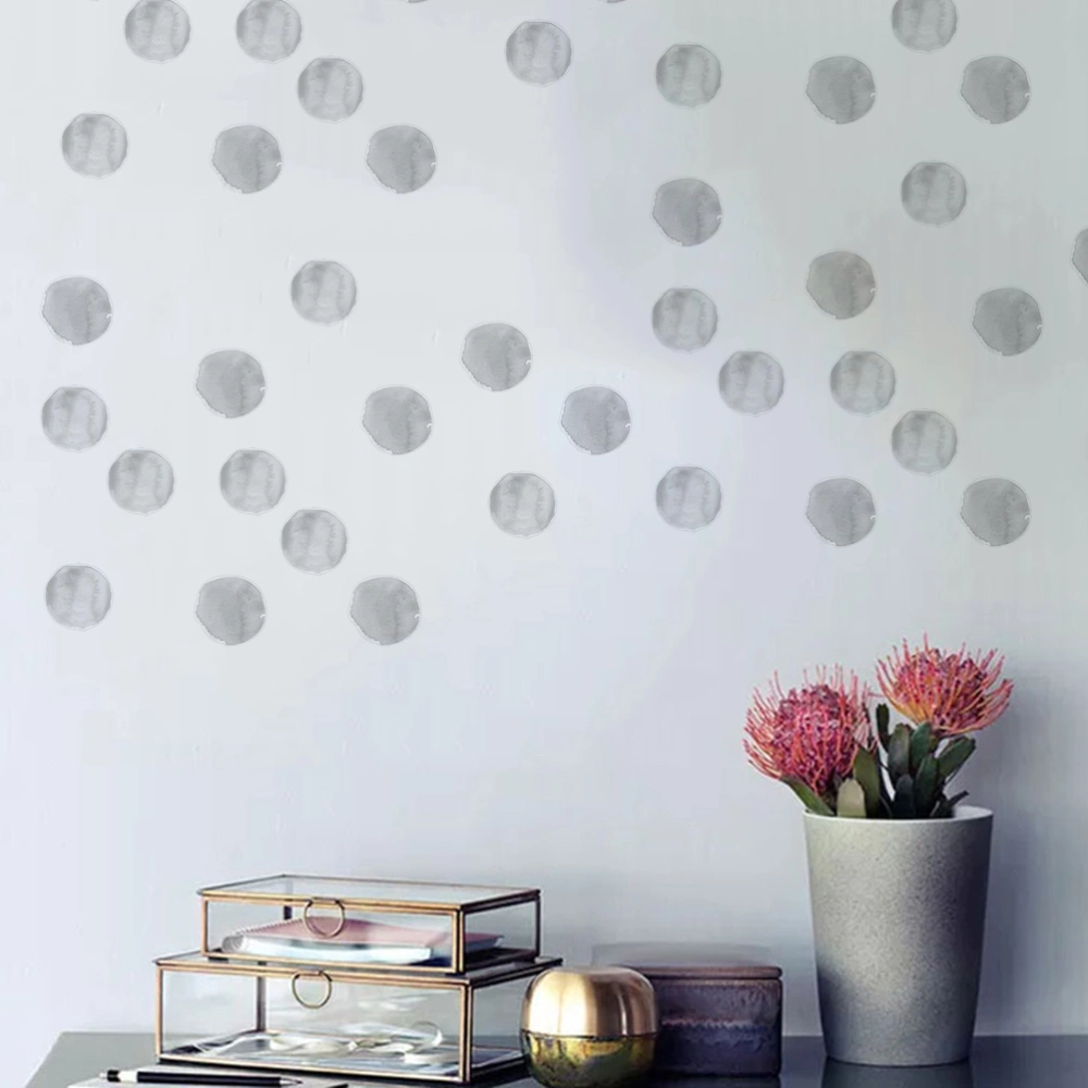 6 Sets of 36Pcs Round Wall Srickers Self-adhesive Wallpaper Background Wall Decals for Living Room Bedroom Decor (Grey)