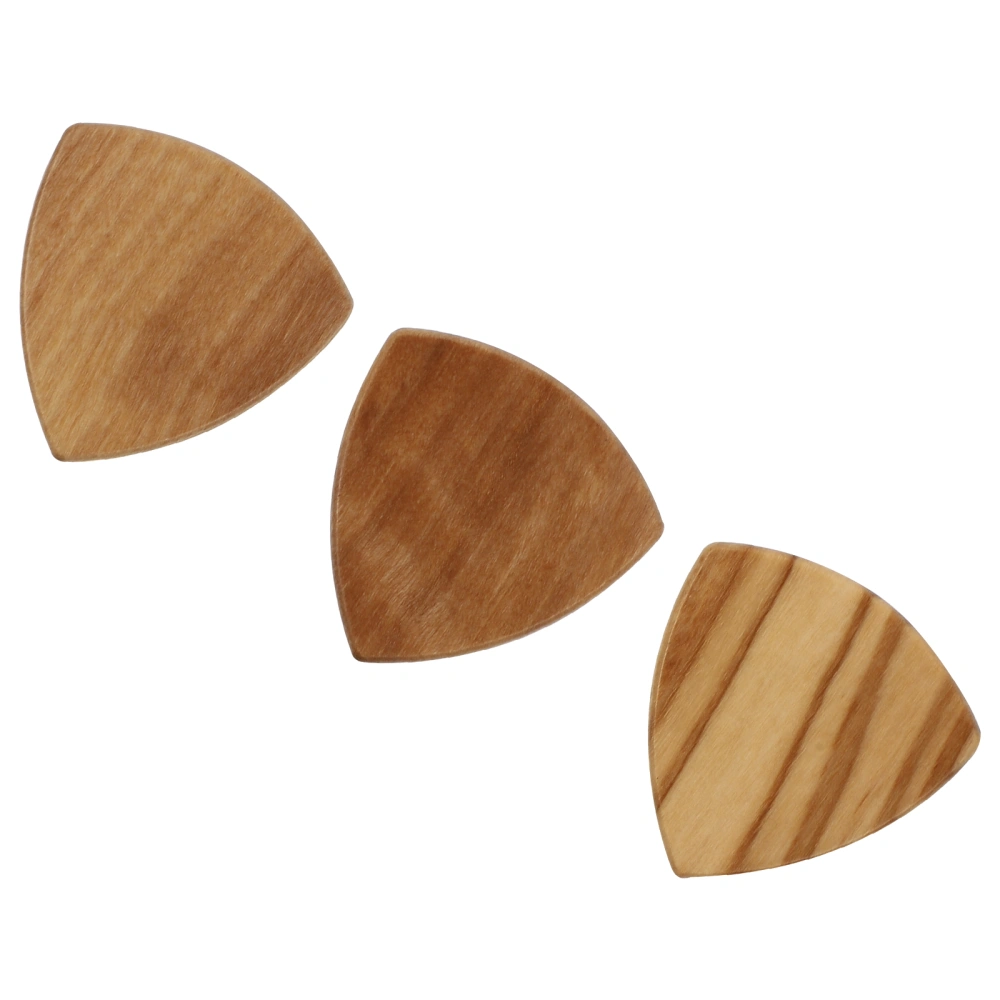 3pcs Creative Wooden Guitar Picks Practical Guitar Accessories (Wood Color)