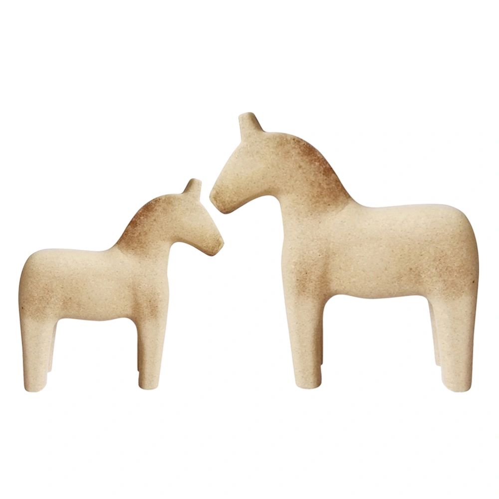 1 Pair of DIY Horse Adornment Wooden Blank Unfinished Wood Animal Shape Design Craft