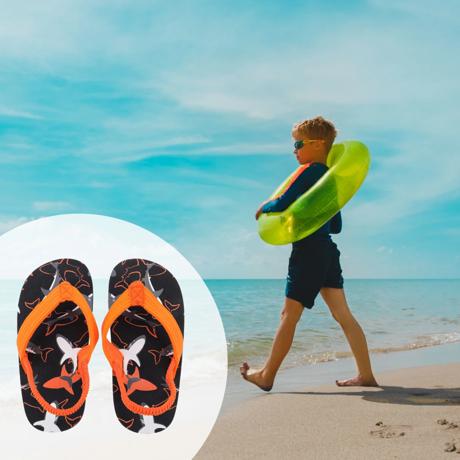1 Pair Kids Sandals Non Sandal Household Slippers Beach Flip-flops (Orange)