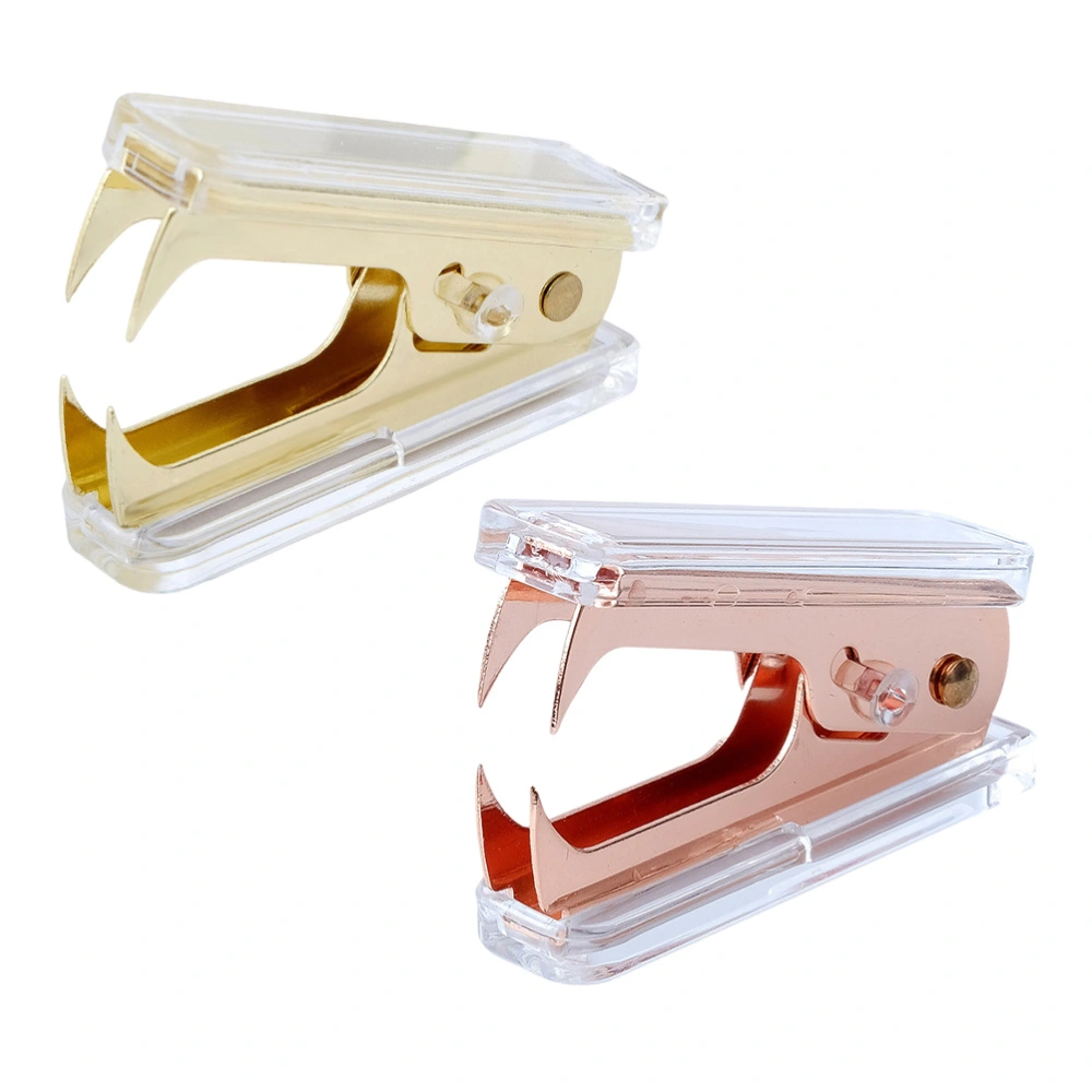 2pcs Transparent Staplers Book Binding Tools Stapling Tools Office Supplies (Random Color)