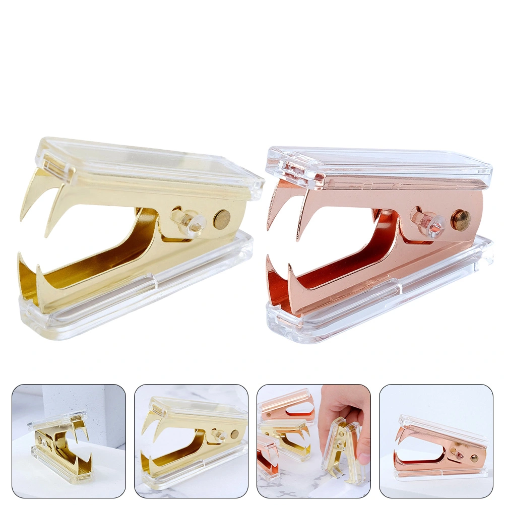 2pcs Transparent Staplers Book Binding Tools Stapling Tools Office Supplies (Random Color)