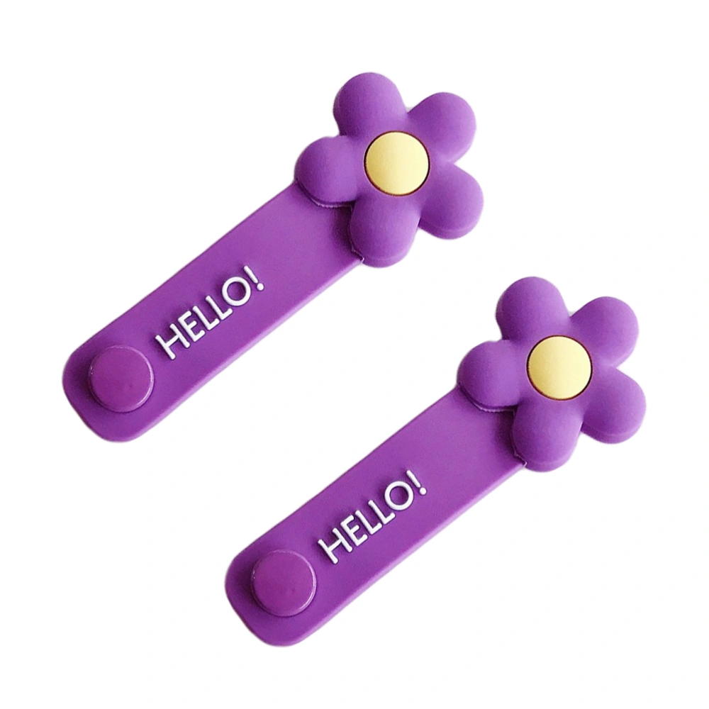 2pcs Fashion Cable Wire Holder Flower Cable Winder Earphone Cord Holder Organizer for Home Office (Purple)