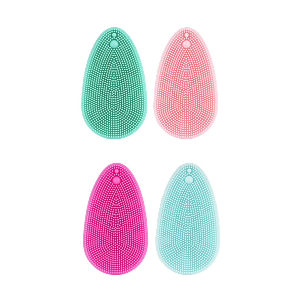 1 Bag/4pcs Silicone Facial Cleansing Device Handheld Massage Brushes Skin Care Pore Deep Cleaning Brush (Pink, Cyan, Light Blue, Rosy)