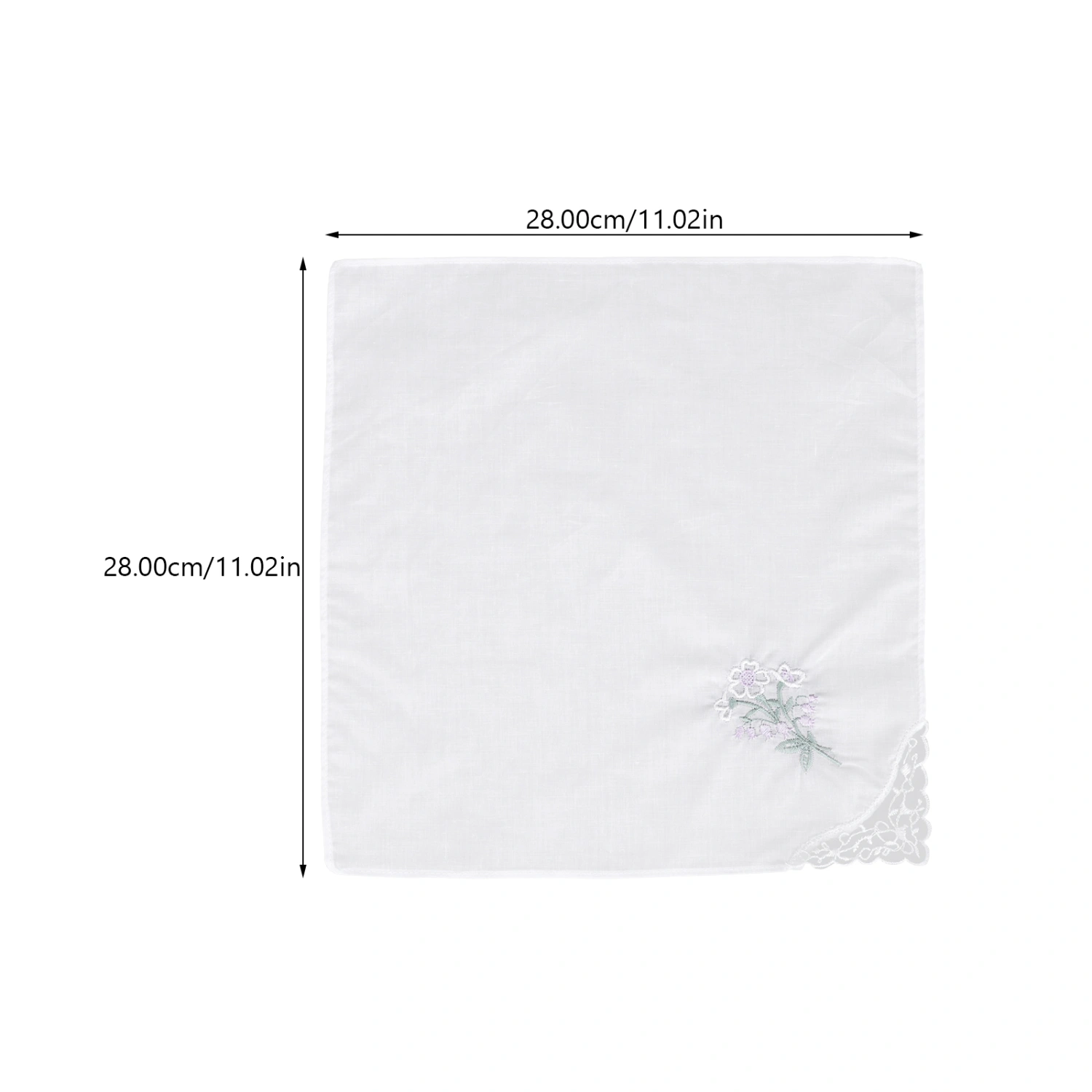 12pcs White Embroidered Cotton Napkin Washable Napkin Small Handkerchiefs