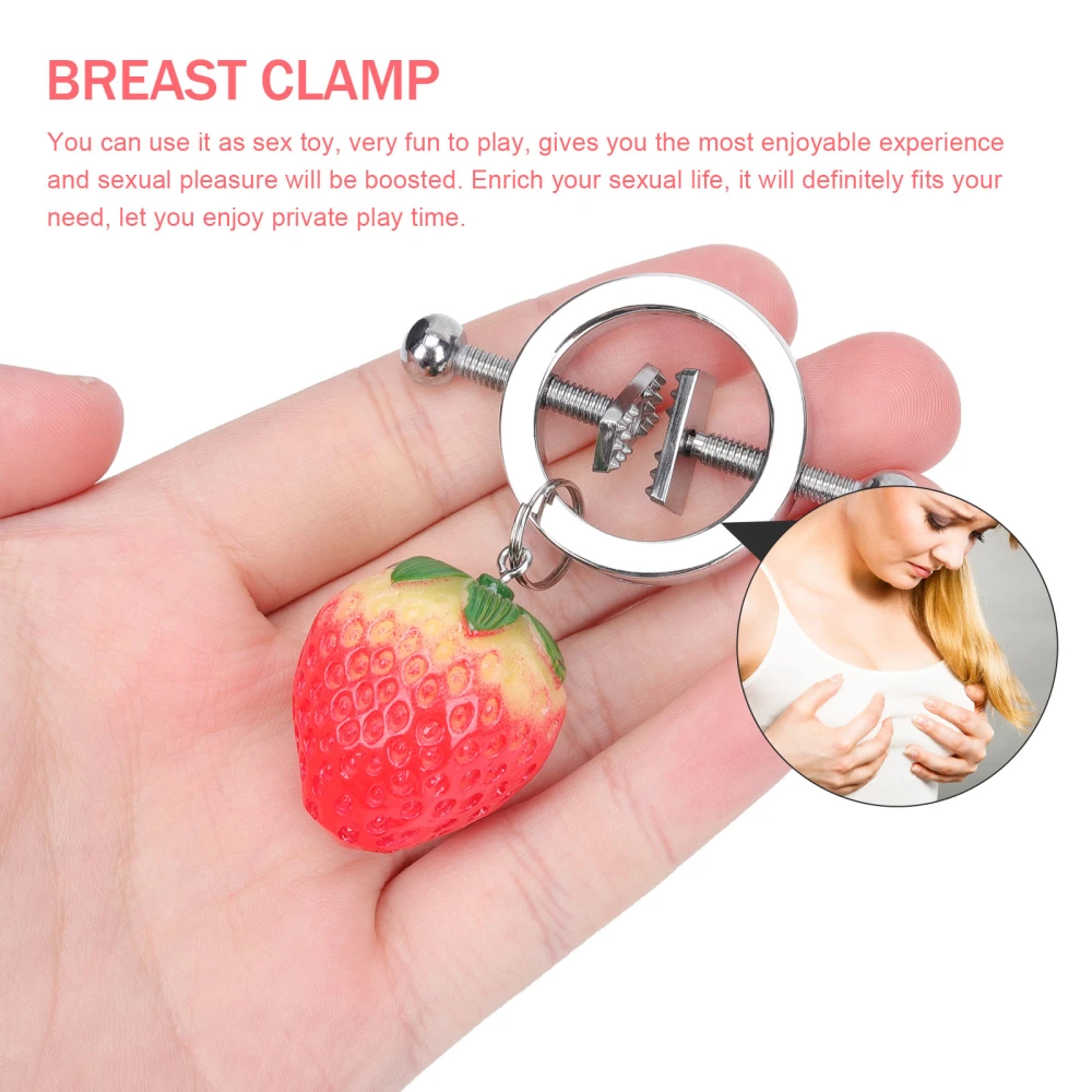 2Pcs Adjustable Breast Ring with Strawberry Charm Sexy Women Breast Clip Sex Toy