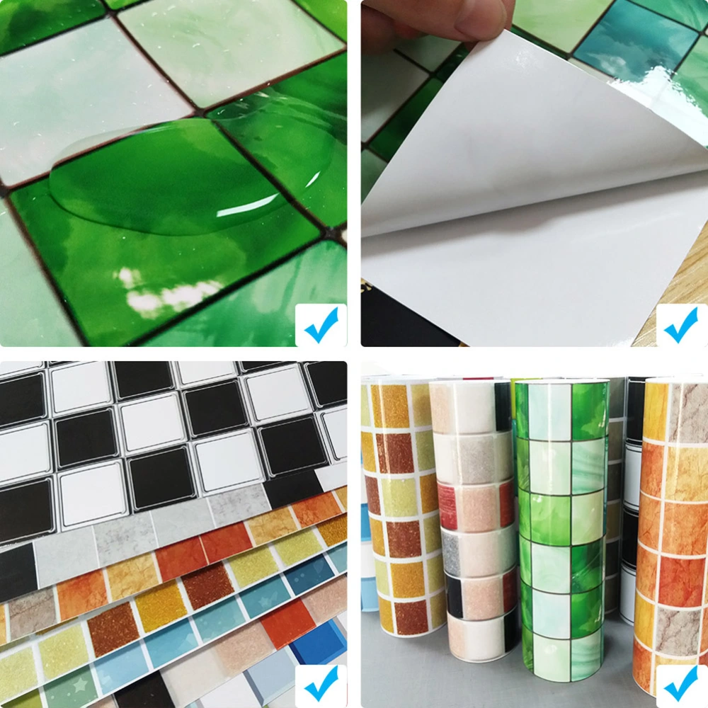 PVC Self Adhesive Mosaic Wall Decal Practical Creative Waterproof Waist Line Wall Sticker for Home Bathroom Kitchen