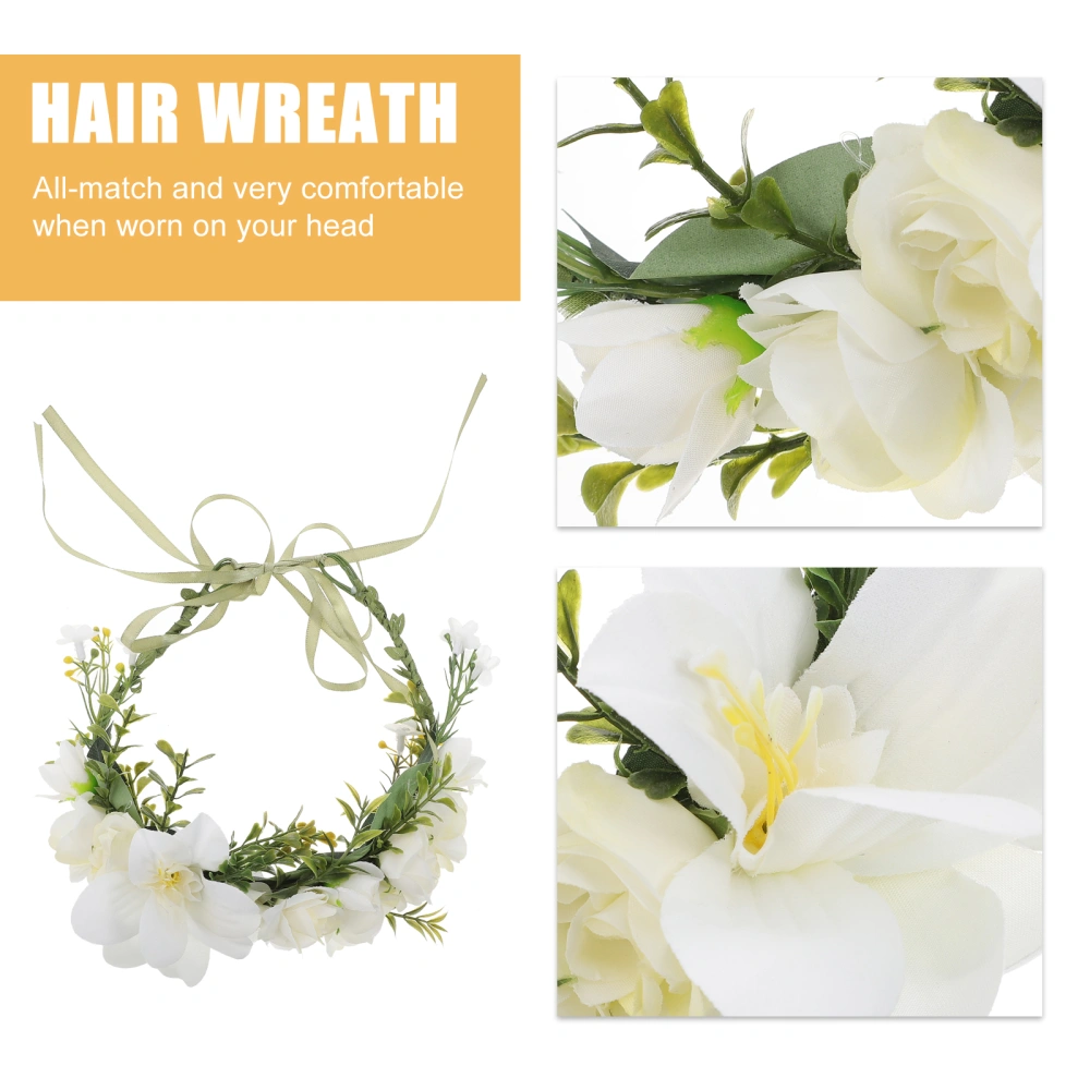 Flower Headband Floral Hairband Bridal Floral Hair Crown Garland Headpiece