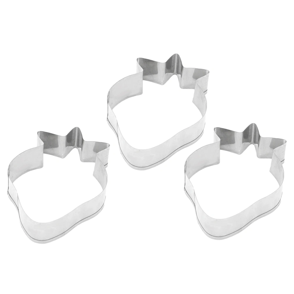 3 Pcs Stainless Steel Cookie Cutter Molds Strawberry Shape DIY Chocolate Moulds Cupcake Dessert Baking Mold