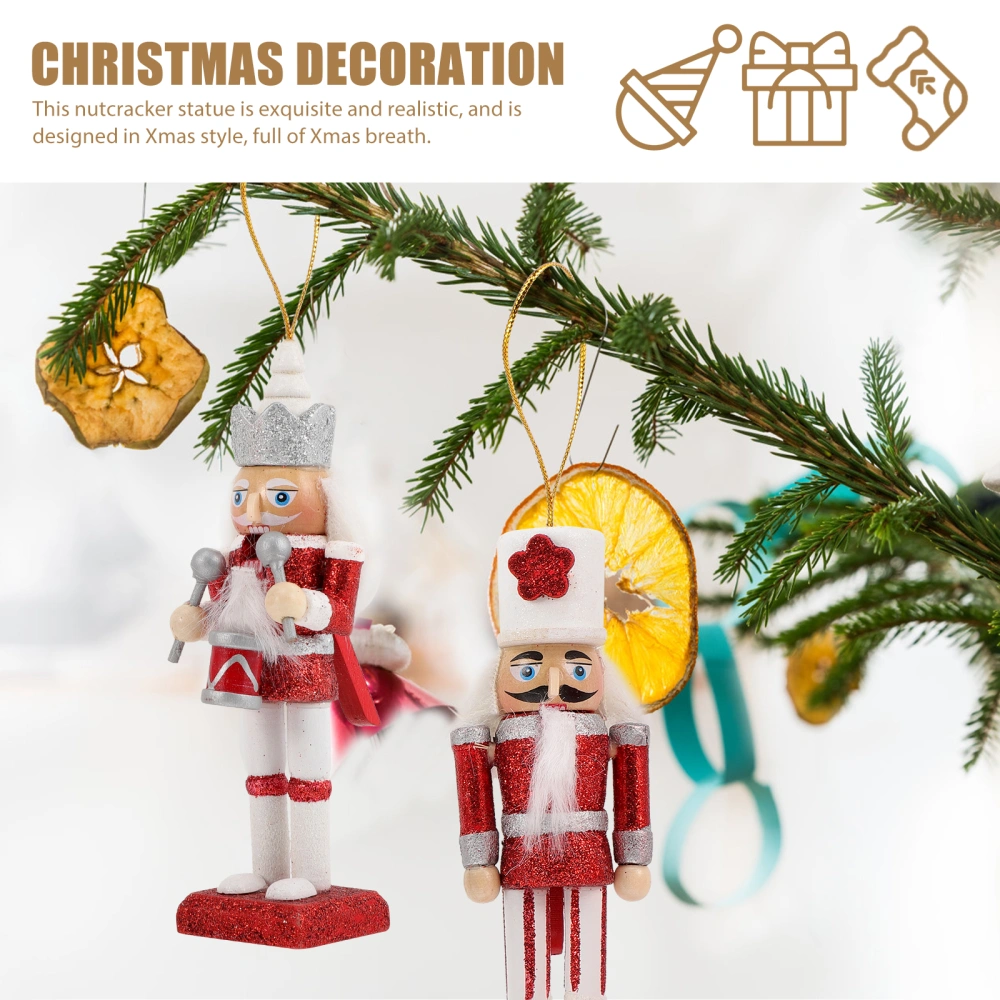 5pcs Christmas Hanging Nutcracker Wooden Nutcracker Ornament Xmas Tabletop Nutcracker