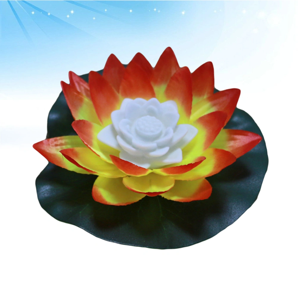 LED Wishing Light Romantic Lotus Water Lamp Flower Pool Light Colorful Water Candle Lamp for Wedding Party Festival (Orange)