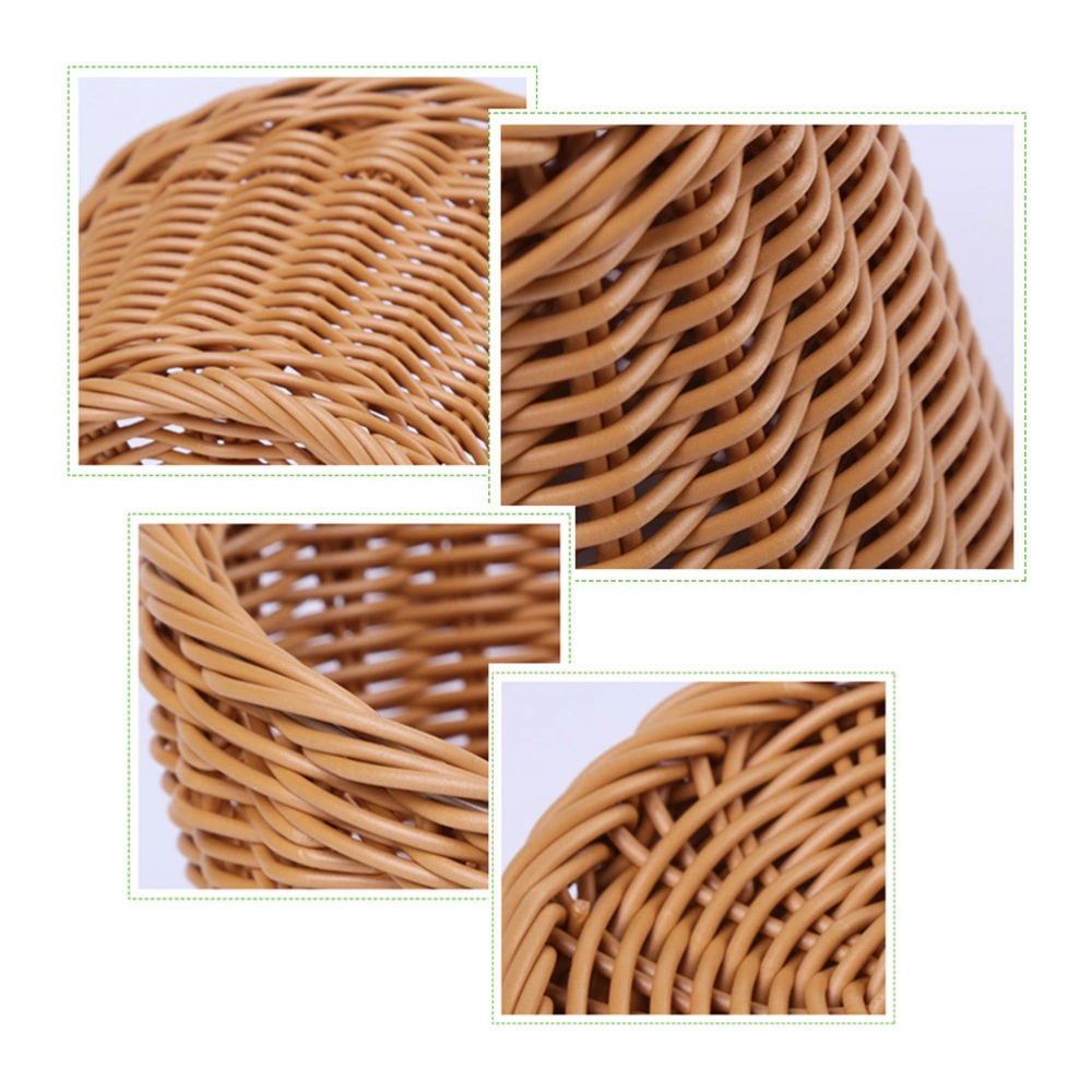 Simulated Rattan Braided Basket Household Basket Flower Basket Container for Home Restaurant (Coffee Small Size)