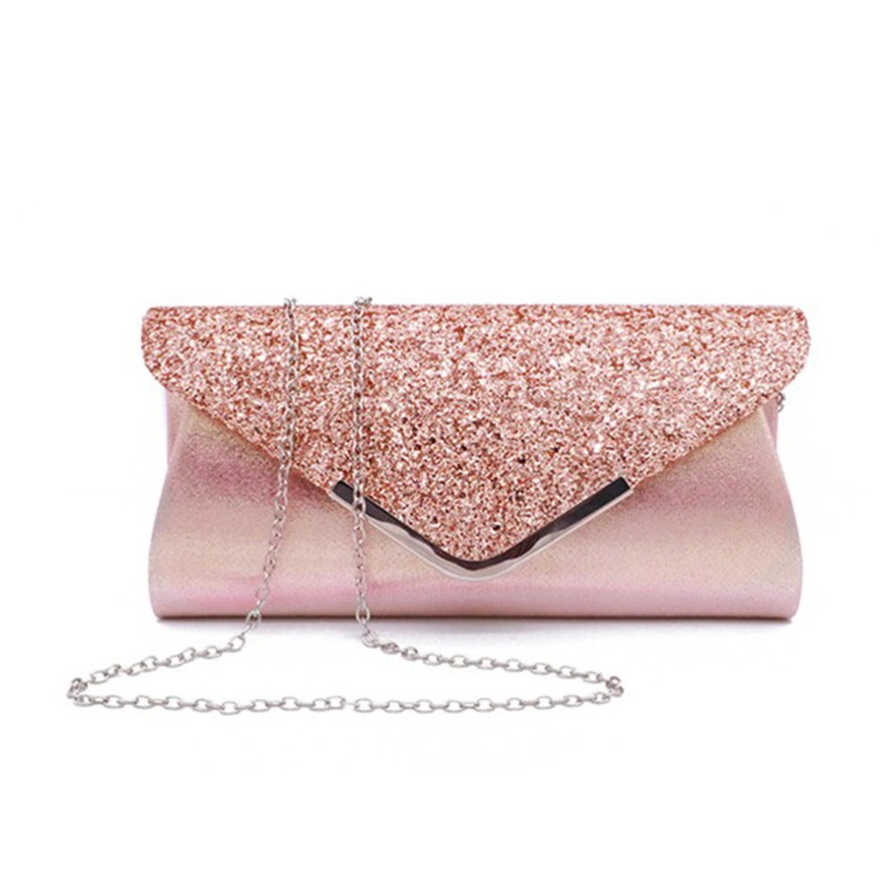 PU Sequin Handbag Fashion Evening Clutch Magnetic Snap Purse for Wedding Dinner (Pink)