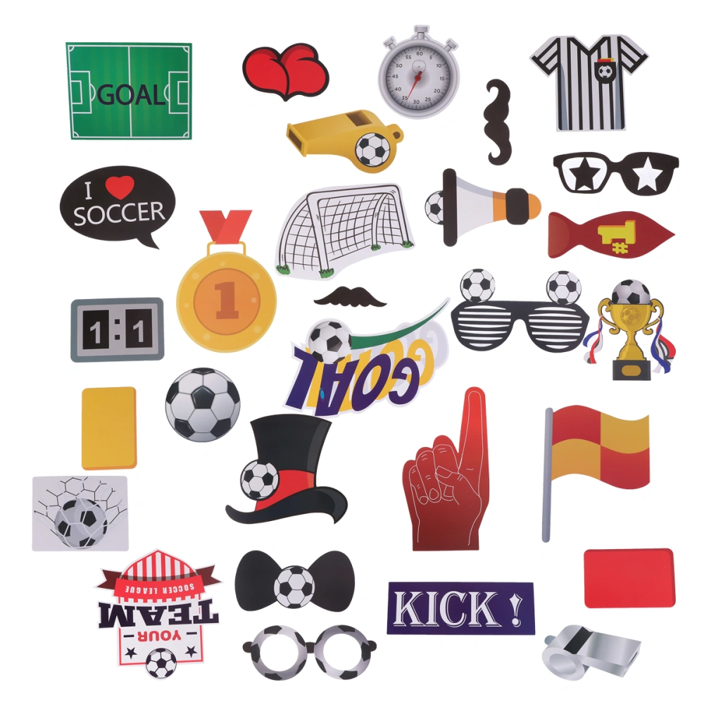 29pcs Creative Soccer Game Photo Props Kit DIY Stylish Soccer Fans Selfie Props Accessories for Adults Kids Party Favors Decoration Supplies