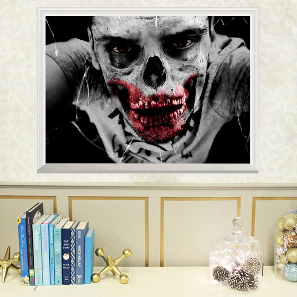 Halloween 3D Wall Sticker Vivid Horror Men Skull Ghost Wall Decal Decor Removable Scary Ghost Poster 40x40cm