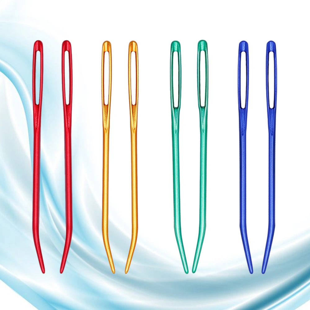 8 Pcs Aluminum Large Eye Sewing Needles Safety Weaving Tools Bending Head Needles for Crochet Darning Sewing Handmade Crafts (Gold + Blue + Red + Green)