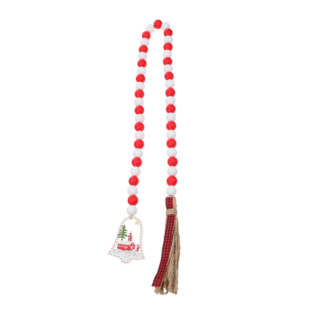 1pc Christmas Wooden Bead String Xmas Tassel Wood Bead String Hanging Decor