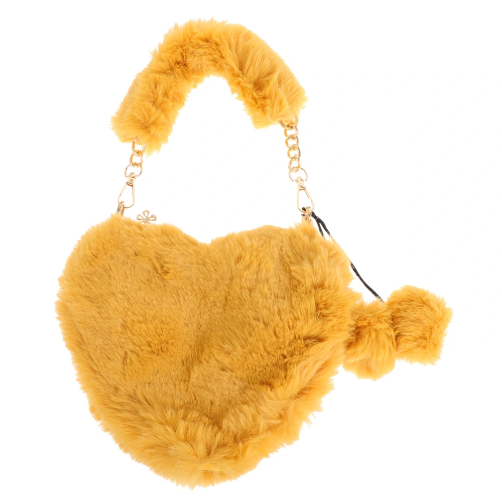 1Pc Plush Heart-shaped Bag Female Lovely Handbag Furry Bag for Winter Autumn