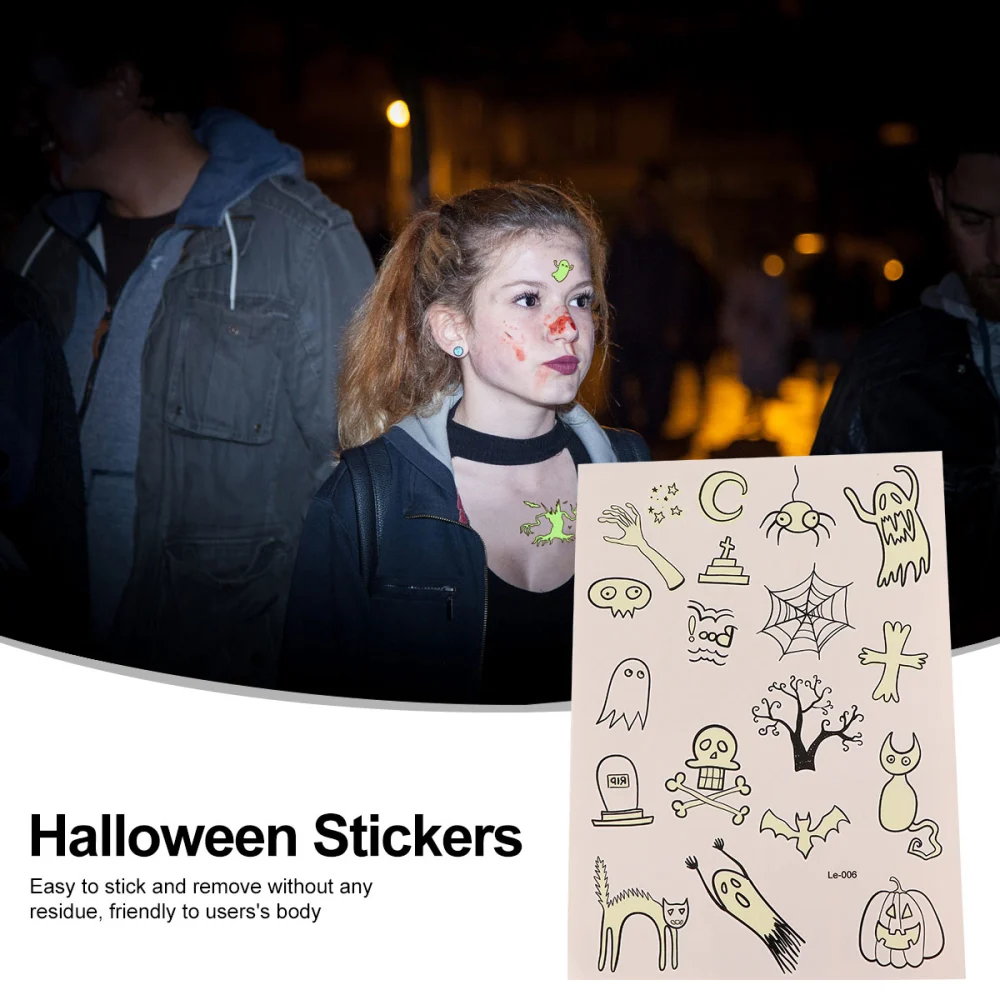 Halloween Glow In Dark Stickers Party Luminous Stickers Blacklight Body Decals