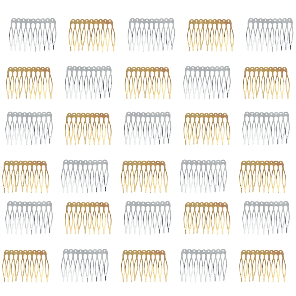 30pcs Alloy Hair Combs Simple Inserted Comb Head Headpiece Hair Accessory for Women Lady (10 Teeth Golden and White K)