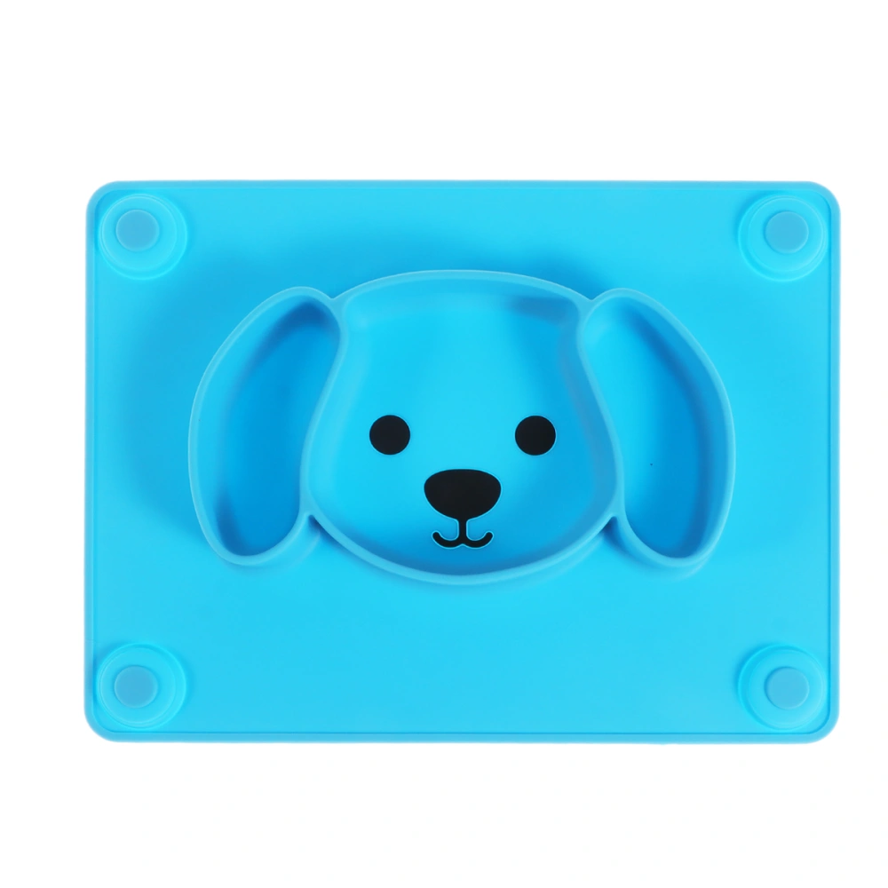 Puppy Silicone Dining Tray One-piece Suction Cup Dinner Plate Meal Dish Tableware for Babies Kids Blue