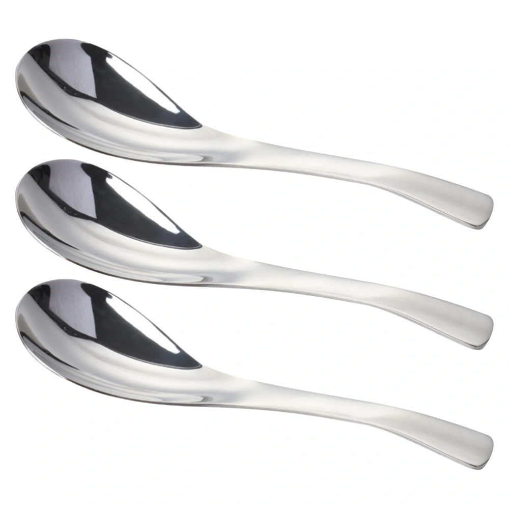 3pcs Stainless Steel Spoon Meal Spoon Soup Spoon Rice Spoon Thickening Spoon Tableware Food Serving Spoons (Small Size)