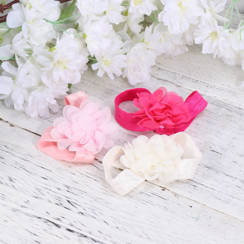 4 Pairs of Different Colors Foot Band Beautiful Baby Infant Girls Flower Foot Band Ties Barefoot Sandals Shoes Photo Props