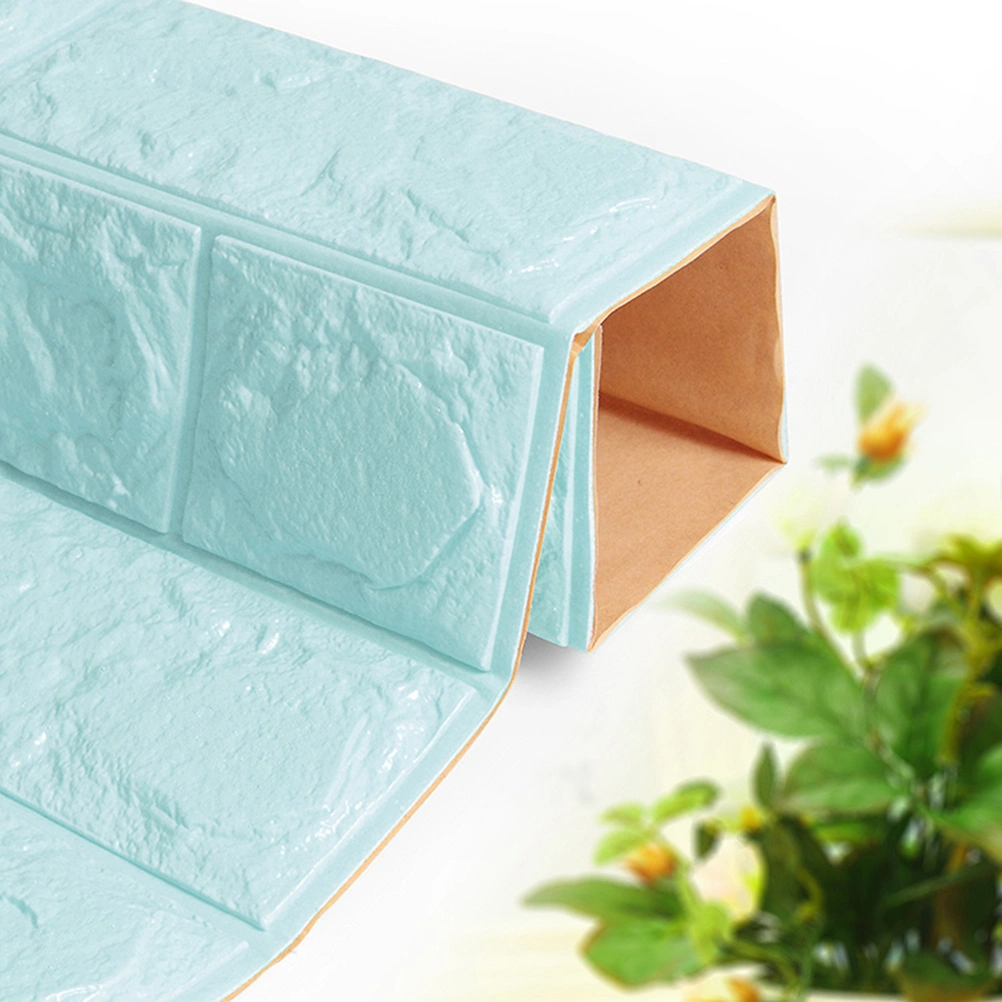 Self-adhesive 3D Brick Pattern Wallpaper Bedroom Living Room Modern Wall Background TV Decor Wallpaper (Light Blue)