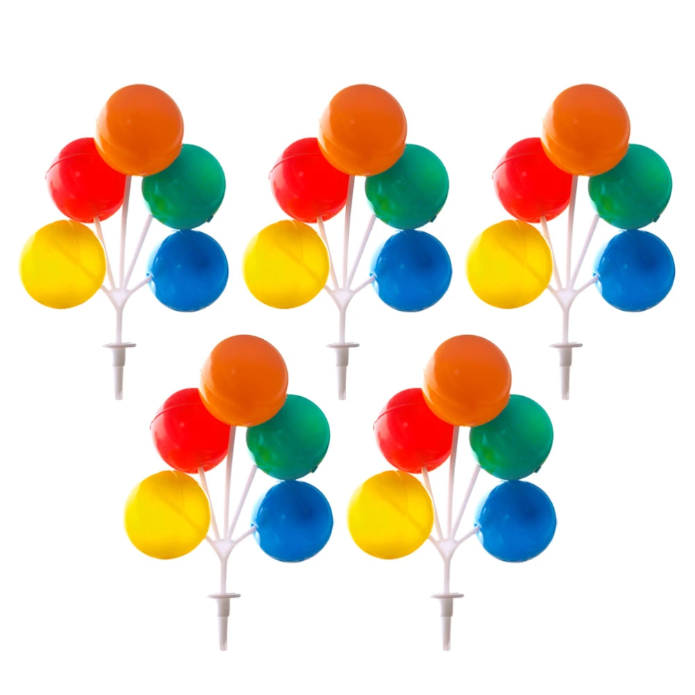 5PCS Colored Plastic Balloon Cake Decor Funny Cake Topper Decorative Cake Pick