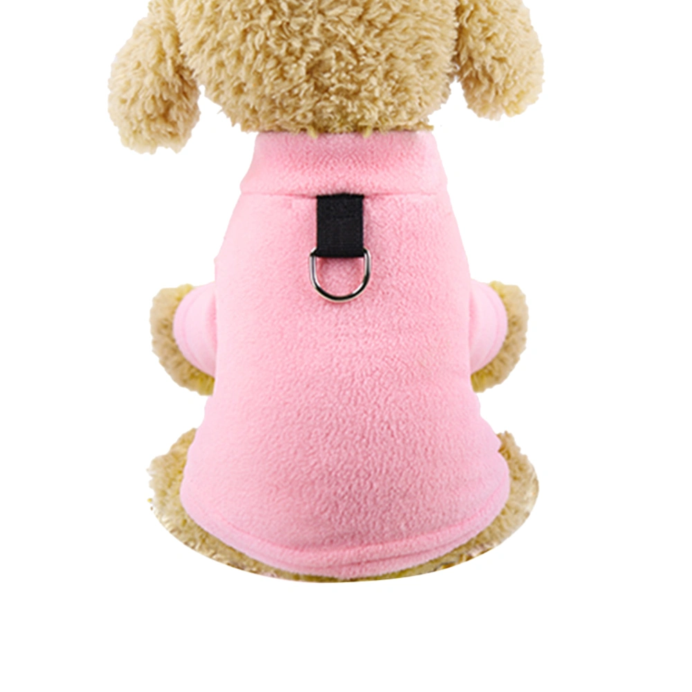 Plush Pet Warm Two-legged Coat Polar Fleece Dog Winter Clothes Costume with Buckle Pet Supplies for Puppy Cat - Size XS (Pink)