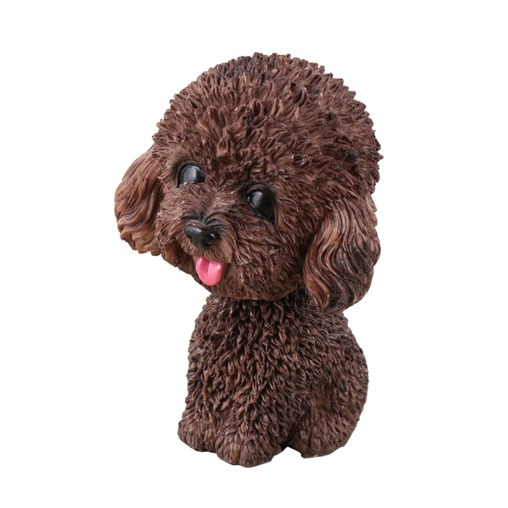 Car Shaking Dog Adornments Car Bobbleheads Shake Head Toy Resin Craftwork Baking Cake Decorations for Home Car Brown Teddy Style