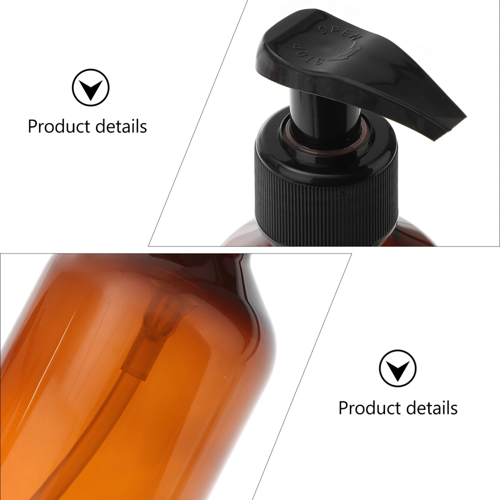 5Pcs 300ml Plastic Empty Bottles Shampoo Subpackaging Bottle Emulsion Pump Press Bottles Brown