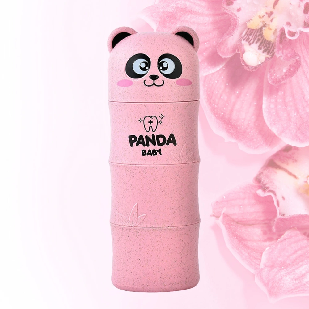 Portable Toothbrush Holder Panda Toothbrush Storage Cup Plastic Travel Toothbrush Mug (Pink)