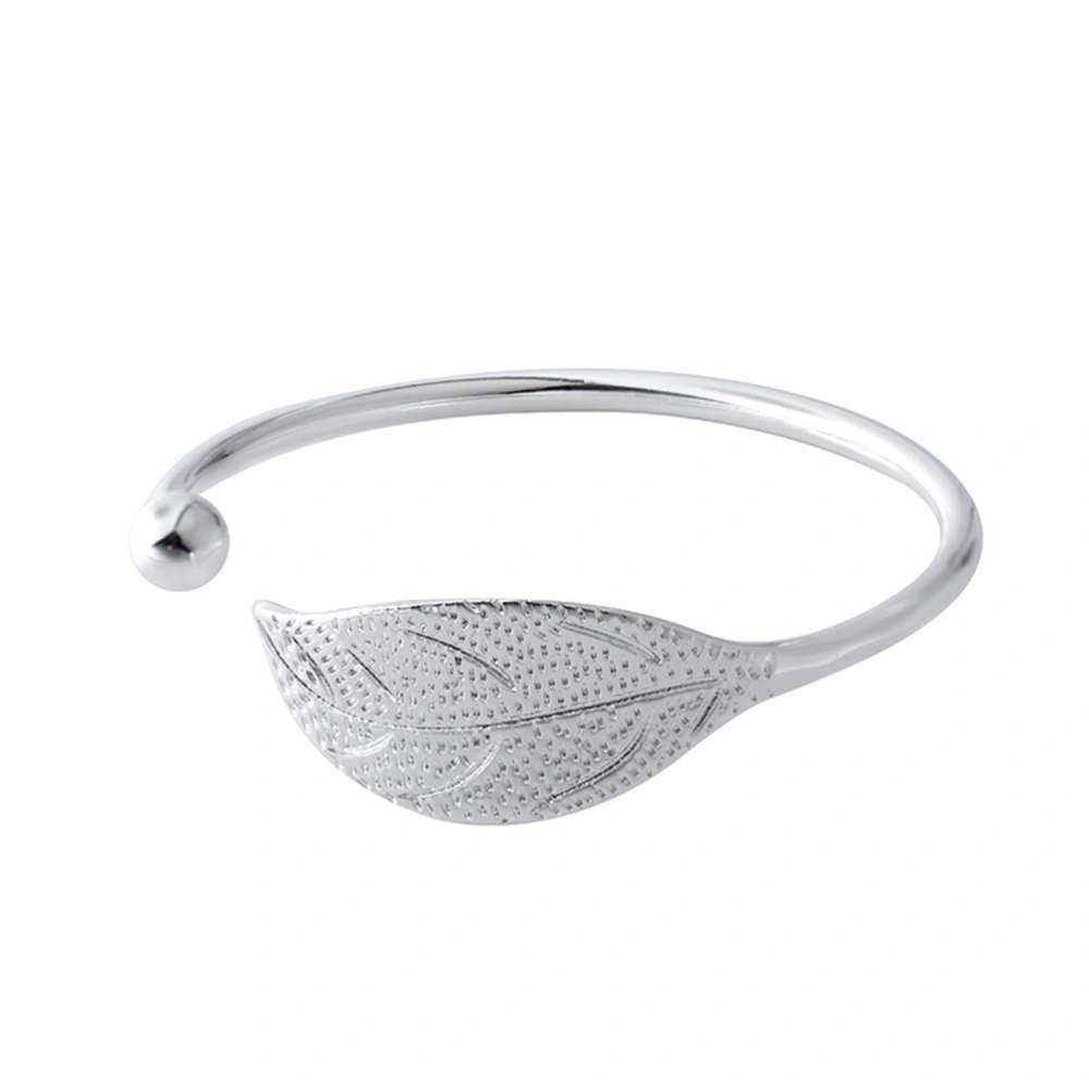 Fashion Leaf Bangle Bracelet Simple Stretch Open Cuffs Bracelet Jewellery Gifts for Women Girls