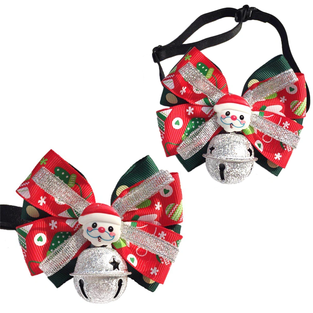 2Pcs Beautiful Pet Christmas Bowknot Bell Collar Lovely Necklace for Pet Dog Cats Decoration