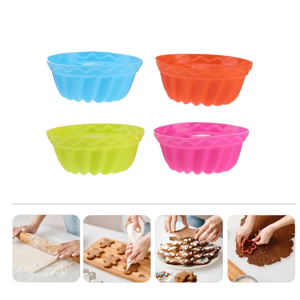 12Pcs Silicone Round Chiffon Cake Mold Silicone Chiffon Dessert Baking Tool (Random Colors)