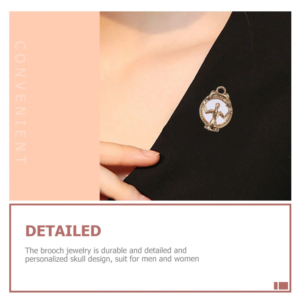 Women Skeleton Looking In The Mirror Pin Brooch Women Jewelry Dress Up Costume Accessories