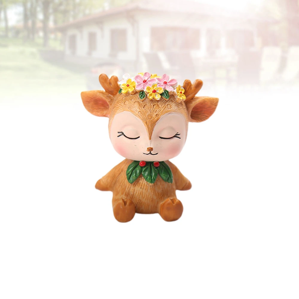 Resin Deer Crafts Cartoon Deer Resin Crafts Blessing Deer Resin Decoration Car Crafts Ornaments Birthday Cake Topper Decoration