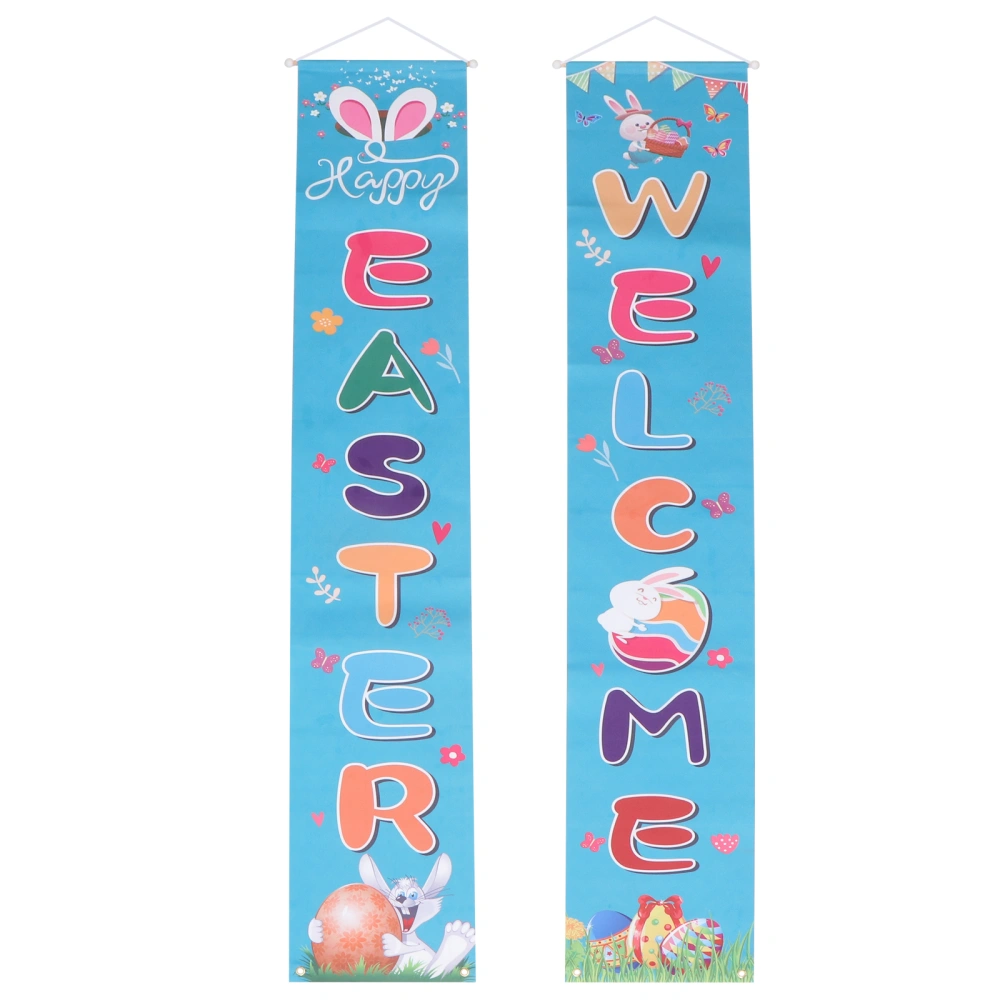 1PC Easter Printed Door Hanging Easter Door Curtain Creative Easter Party Door Banner Easter Party Decorative Couplet for Home Bar Decor Style 1