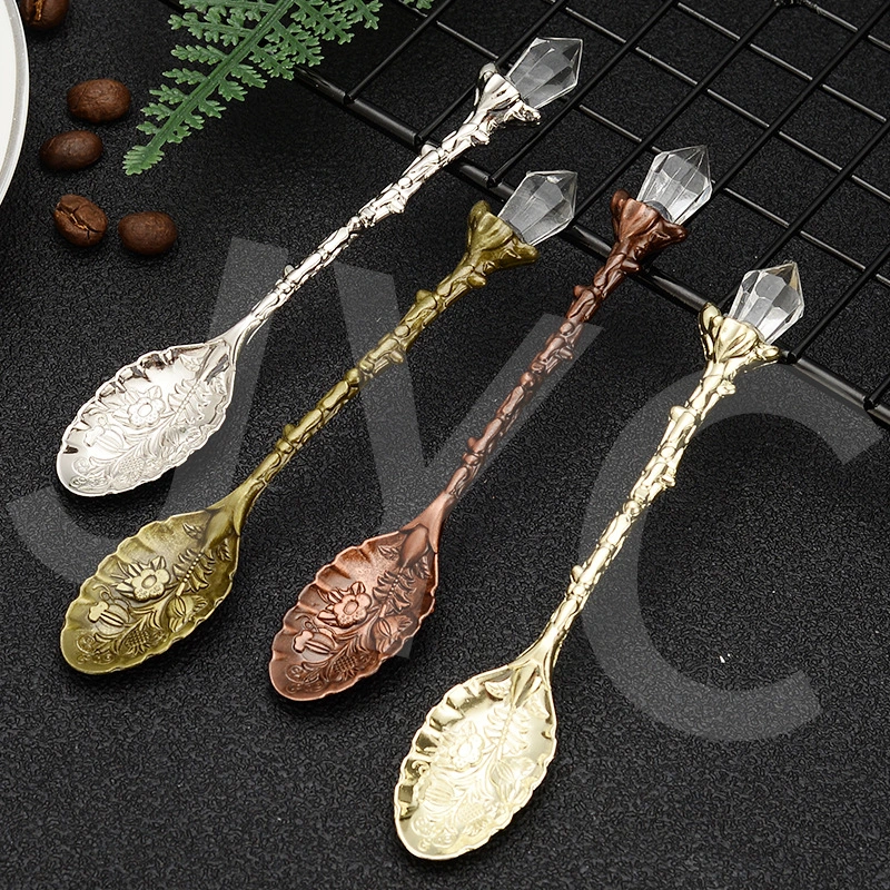 8pcs Tea Spoon Coffee Spoons Vintage Carved Coffee Spoons Decorative Dessert Spoons