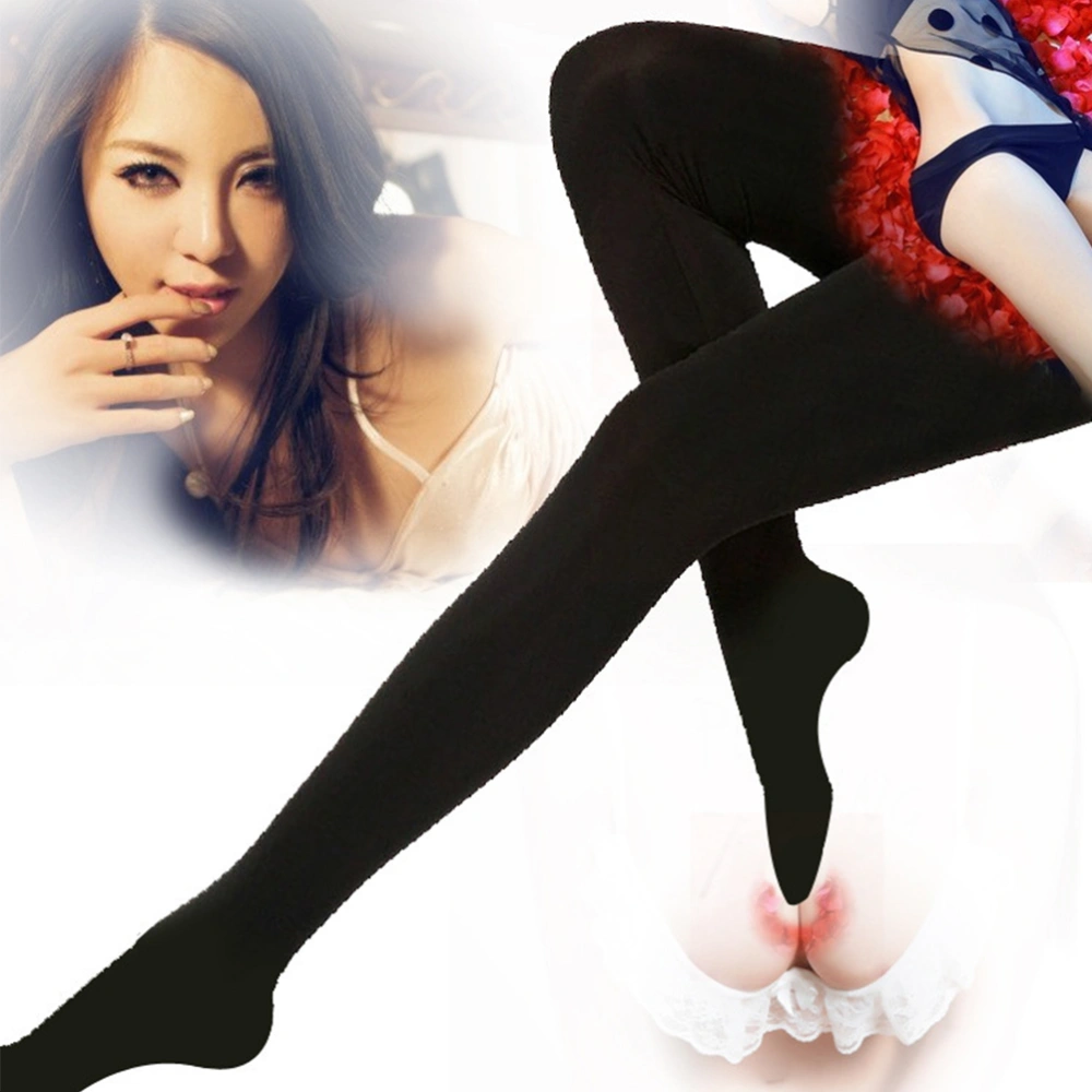 Women Fleece Lined Leggings Winter Warm Stockings Pantyhose Panty Hose Tights Stretchy Leggings(Black)