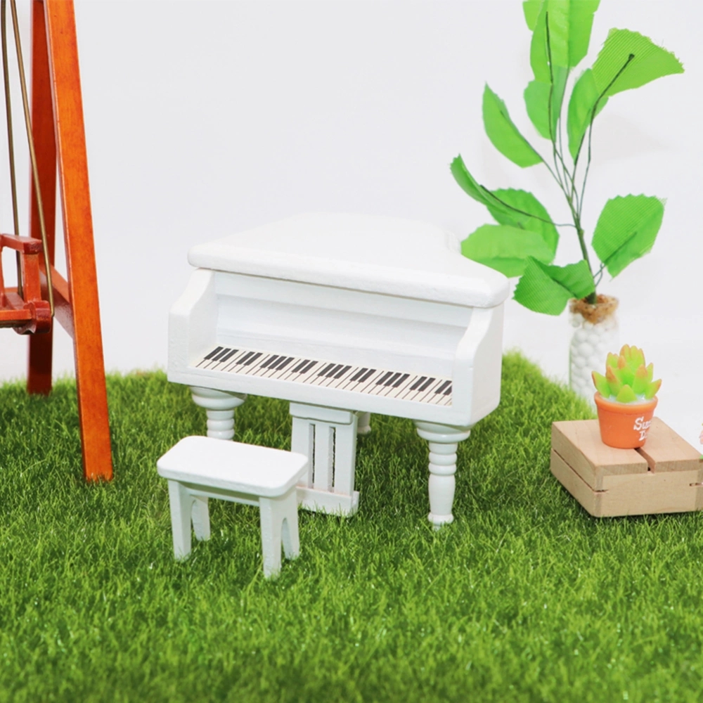 Mini Furniture Accessories Simulate Piano Models Pocket Grand Piano Arrangement(White)