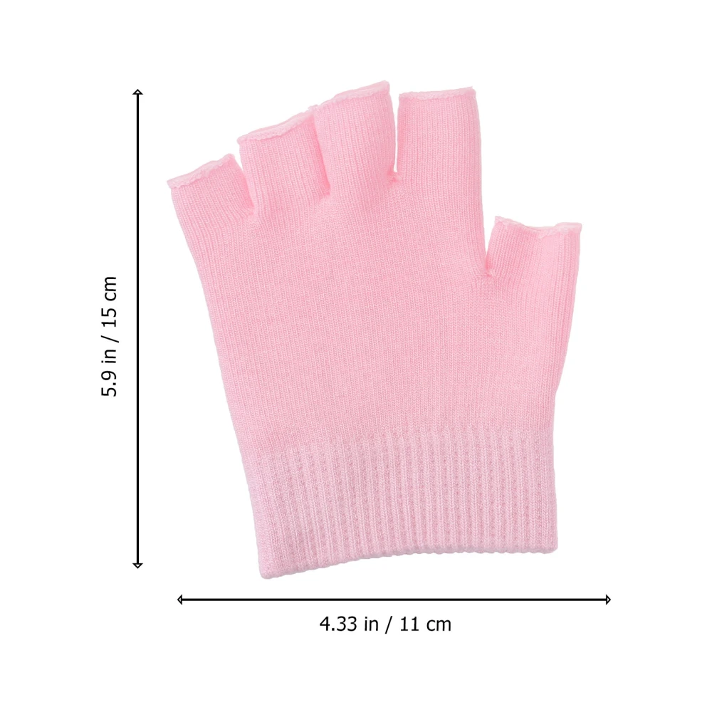 Half Finger Touch Screen Gloves Cotton Moisturizing Spa Gloves Hand Treatment Gel Lining Infused with Essential Oils and Vitamins (Pink)