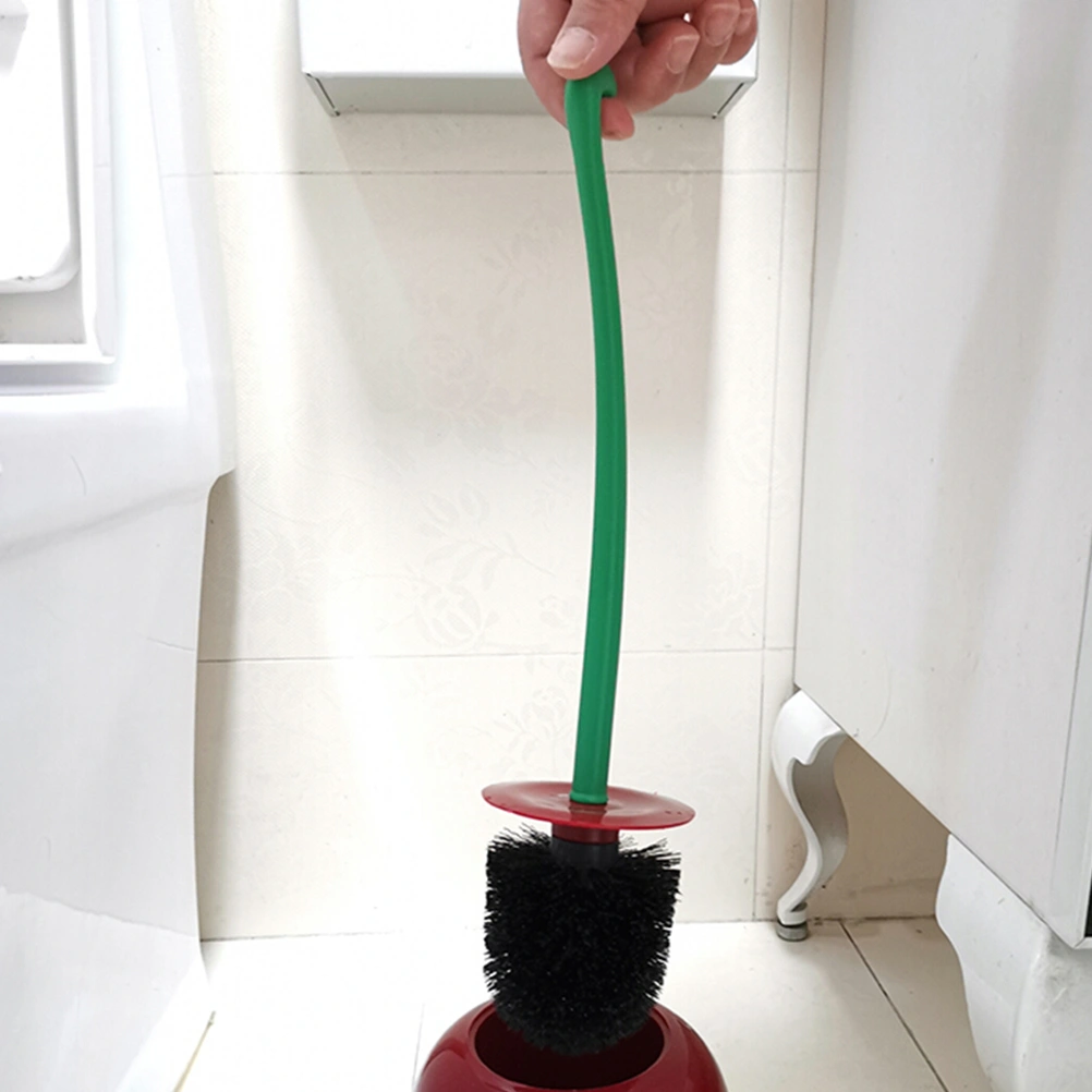 Convenient Toilet Brush Set Practical Cleaning Brush and Holder Set Cleaning Tool for Bathroom Toilet (Wine Red, Black Brush)