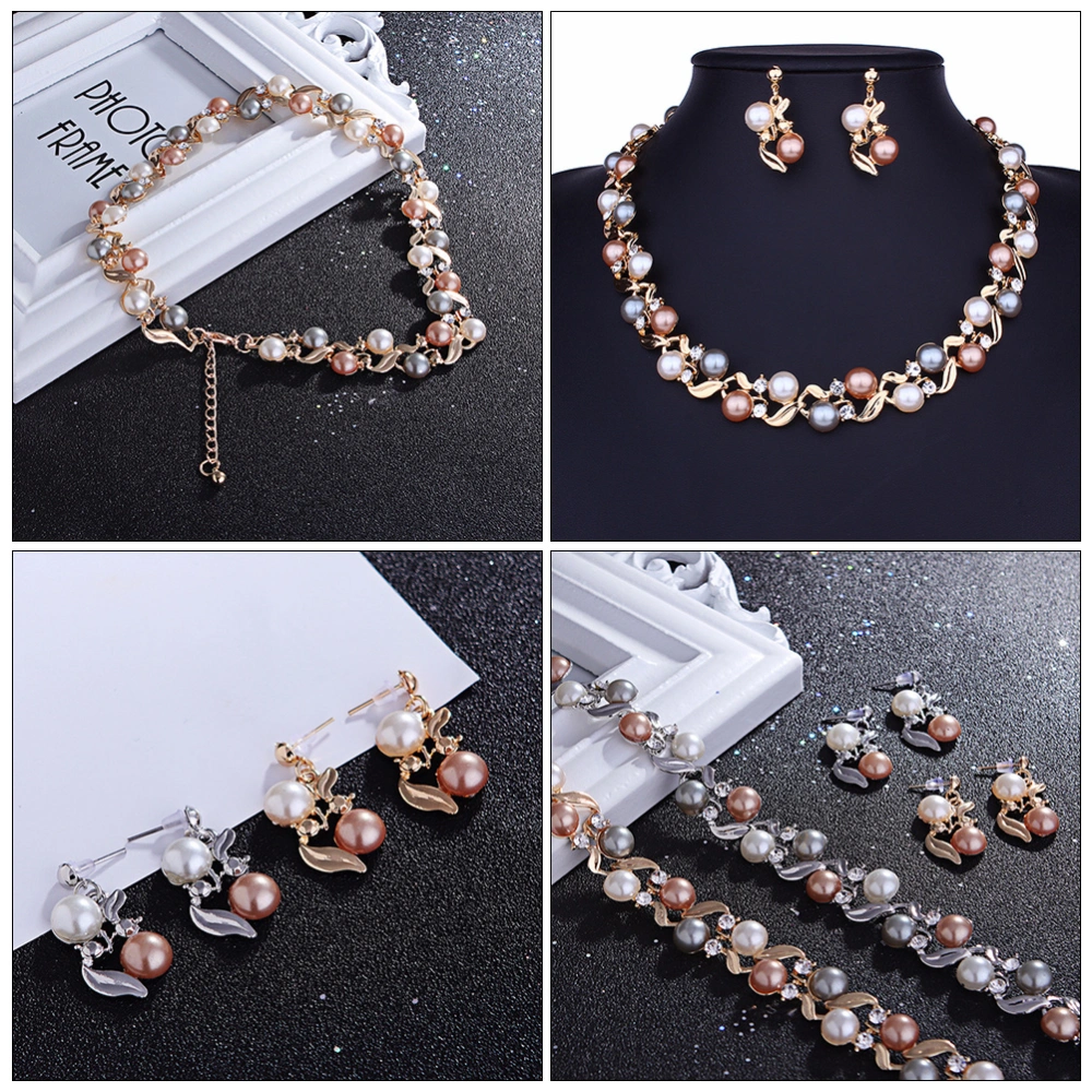 1 Set of Beautiful Neck Chain Fashionable Ear Drops Distinctive Jewelry Set