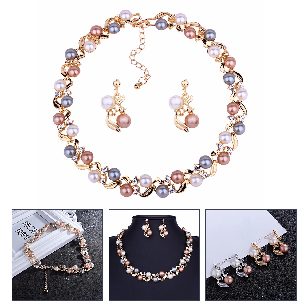 1 Set of Beautiful Neck Chain Fashionable Ear Drops Distinctive Jewelry Set