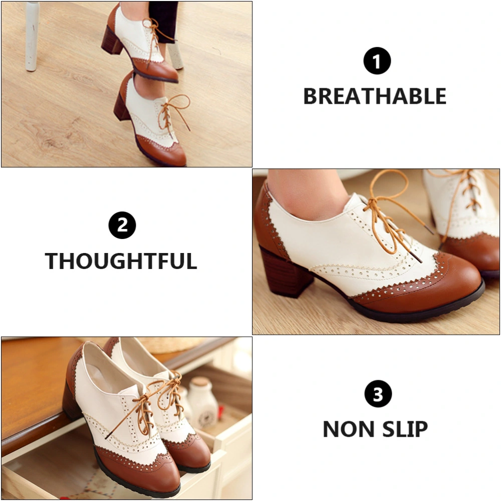 1 Pair of Lady Shoes Stylish Shoes High Heel Shoes Lacing Footwear for Women