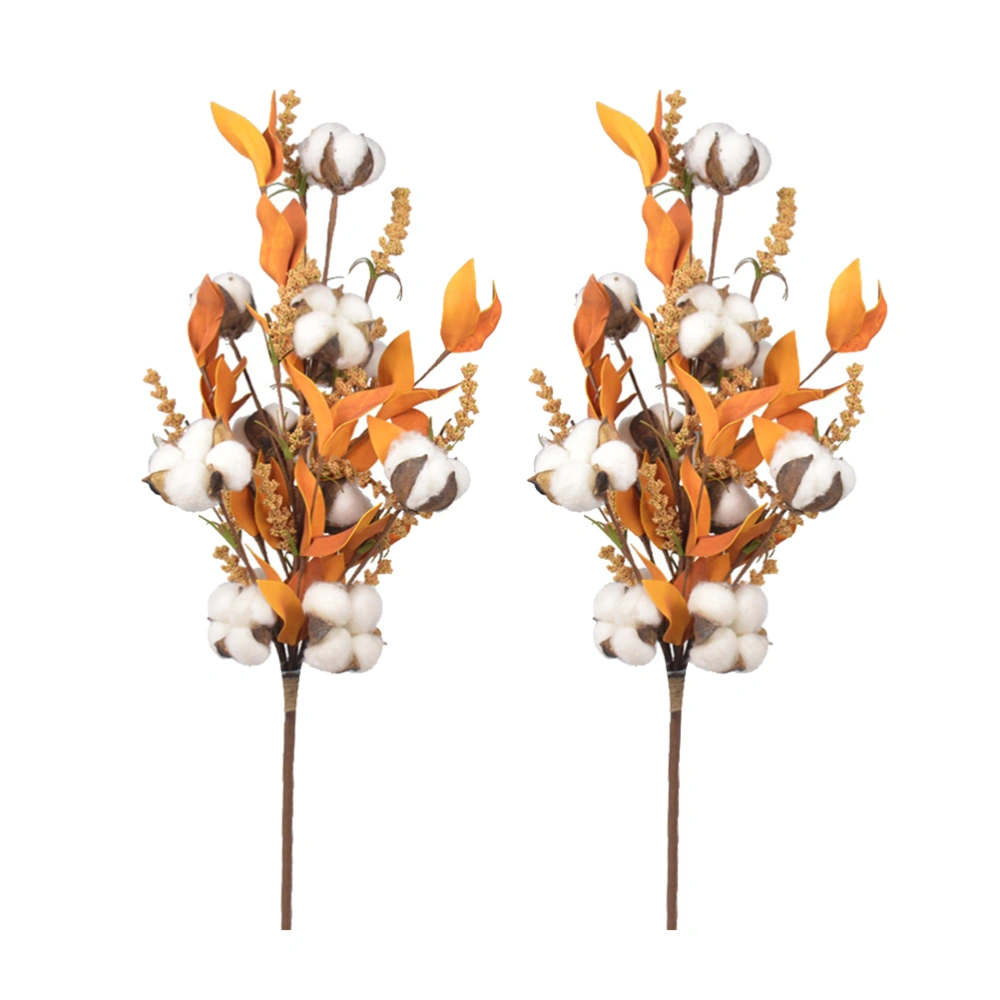 2pcs Cotton Flowers Crafts Cotton Dried Flowers Bouquet Handmade Home Furnishings Decorative Photography Props