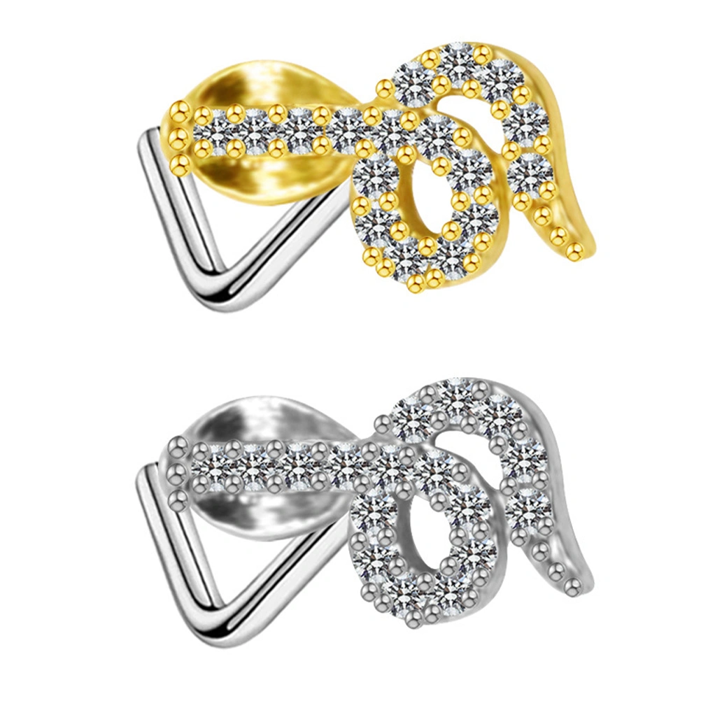 2pcs Nose Rings Piercing Nose Stud Snake Shape Nose Clips Nose Accessories