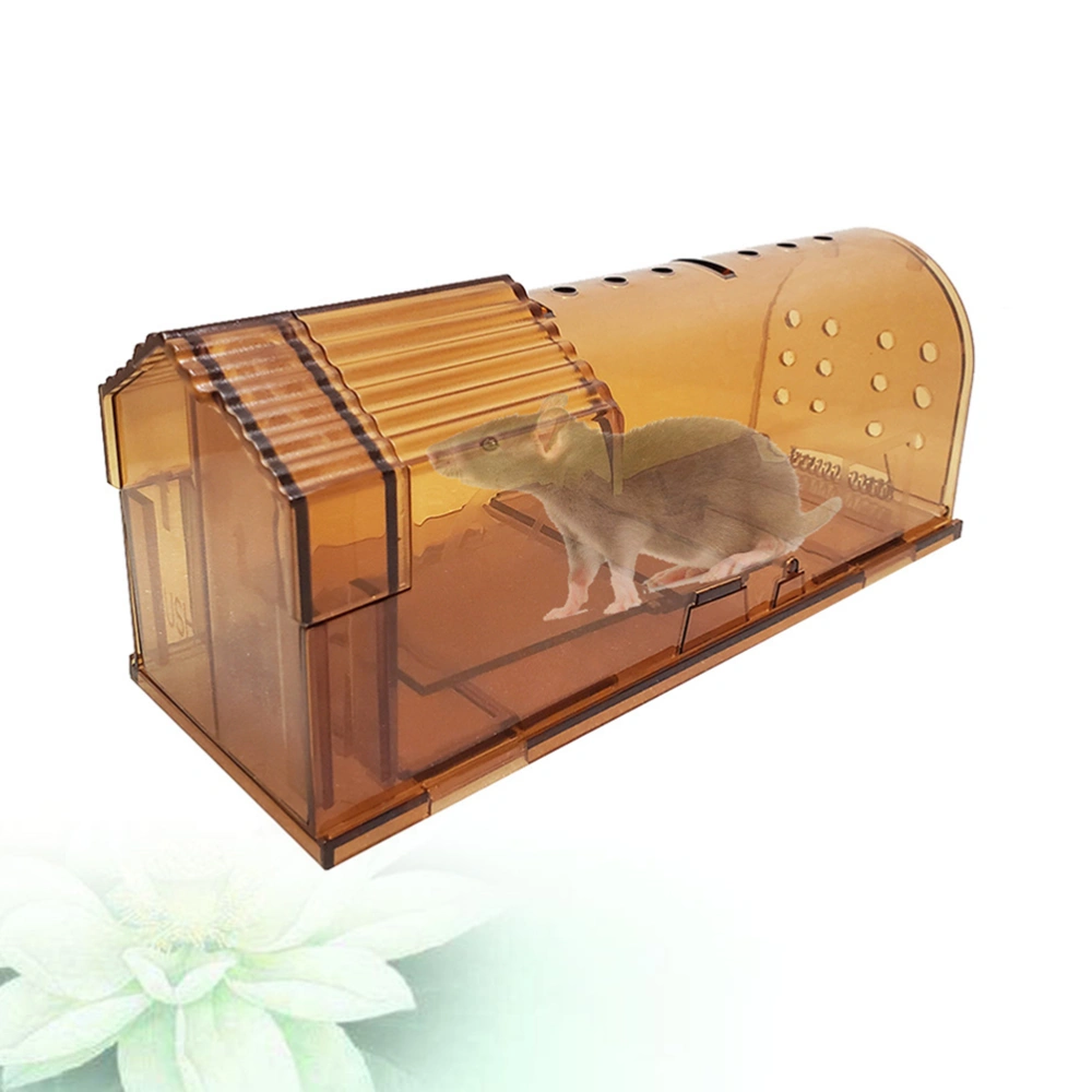 1pc Plastic Mouse Trap Household Reusable Rat Catcher Mouse Catching Cage Pest Mousetrap Cage for Home (Brown)